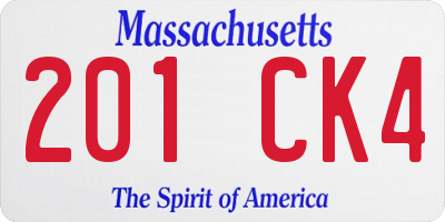 MA license plate 201CK4