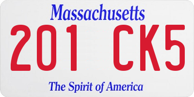MA license plate 201CK5