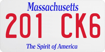 MA license plate 201CK6