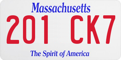 MA license plate 201CK7