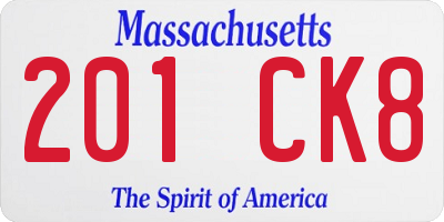 MA license plate 201CK8