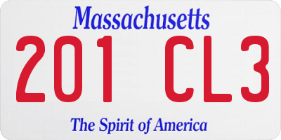 MA license plate 201CL3
