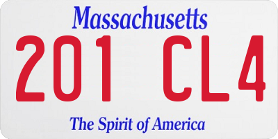 MA license plate 201CL4