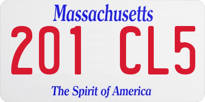 MA license plate 201CL5