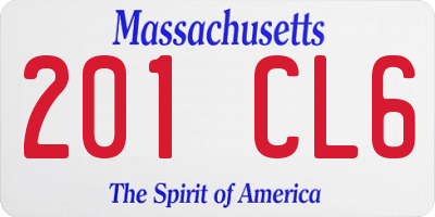 MA license plate 201CL6
