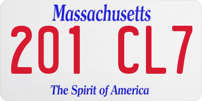 MA license plate 201CL7