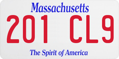 MA license plate 201CL9