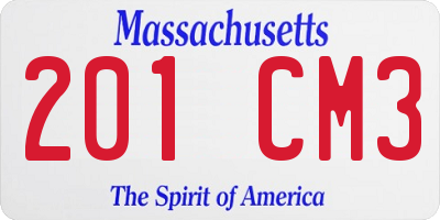 MA license plate 201CM3