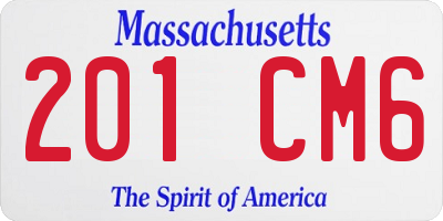 MA license plate 201CM6