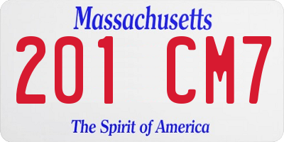 MA license plate 201CM7