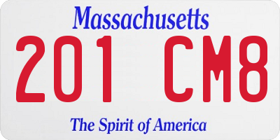 MA license plate 201CM8
