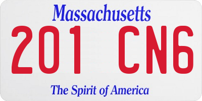 MA license plate 201CN6