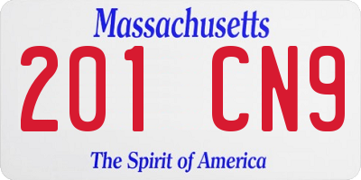 MA license plate 201CN9