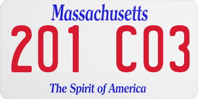 MA license plate 201CO3