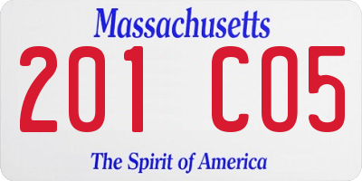 MA license plate 201CO5