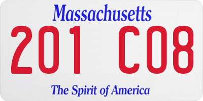 MA license plate 201CO8