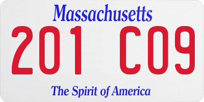 MA license plate 201CO9