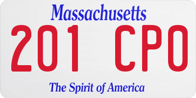 MA license plate 201CP0