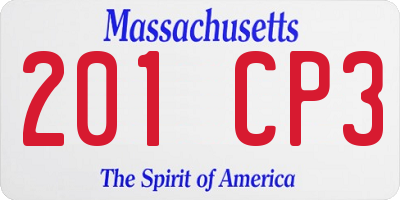MA license plate 201CP3