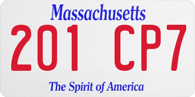 MA license plate 201CP7