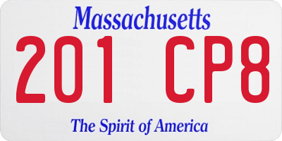 MA license plate 201CP8