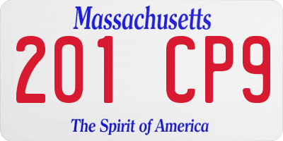 MA license plate 201CP9