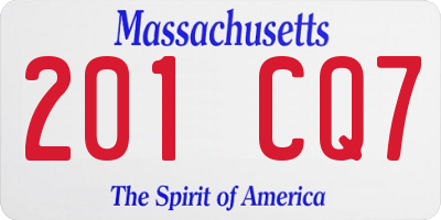 MA license plate 201CQ7