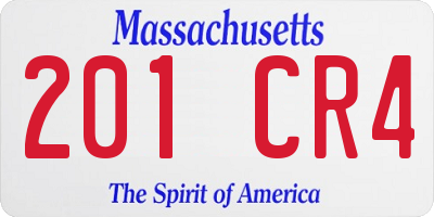 MA license plate 201CR4