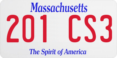 MA license plate 201CS3