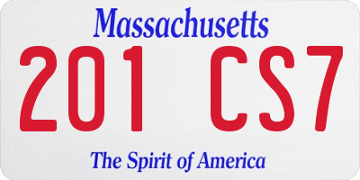MA license plate 201CS7