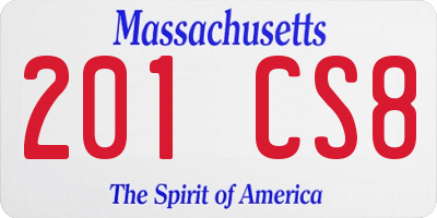 MA license plate 201CS8