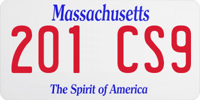 MA license plate 201CS9