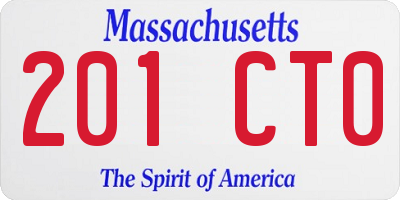 MA license plate 201CT0