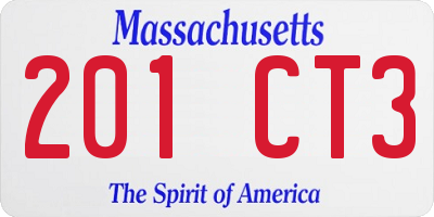 MA license plate 201CT3