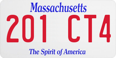 MA license plate 201CT4