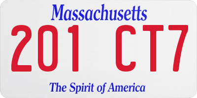 MA license plate 201CT7