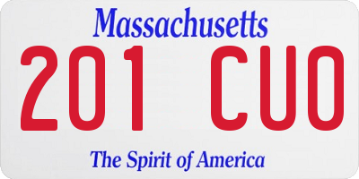 MA license plate 201CU0