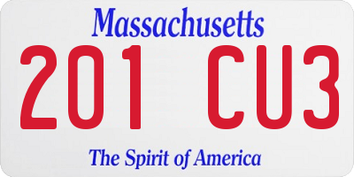 MA license plate 201CU3