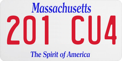 MA license plate 201CU4