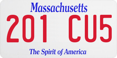 MA license plate 201CU5