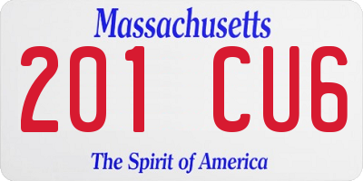 MA license plate 201CU6