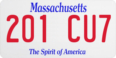 MA license plate 201CU7