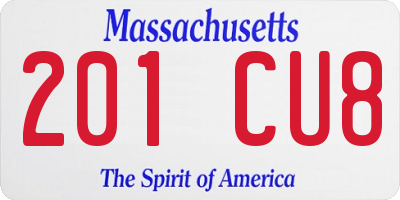 MA license plate 201CU8
