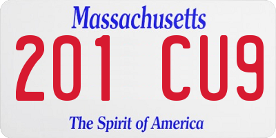 MA license plate 201CU9