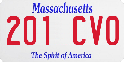 MA license plate 201CV0