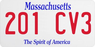 MA license plate 201CV3