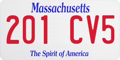 MA license plate 201CV5