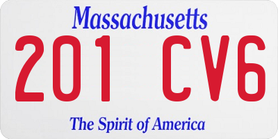 MA license plate 201CV6
