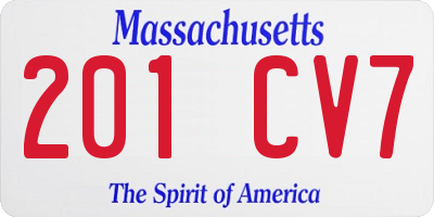 MA license plate 201CV7