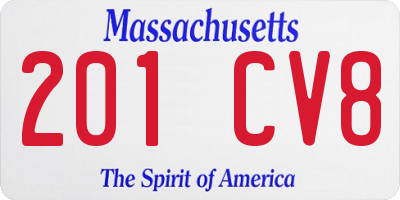 MA license plate 201CV8